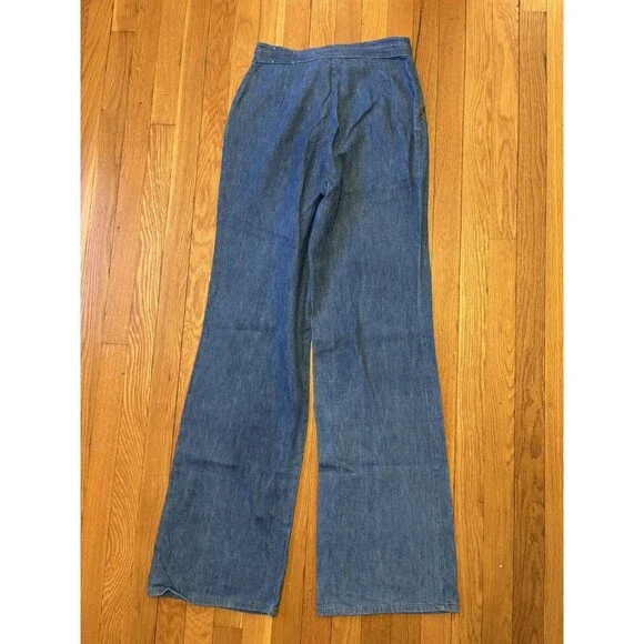 Vintage 70s miss h.i.s His Wide Leg Jeans Zipper Front High Rise Denim 28 X 35 - Picture 8 of 12